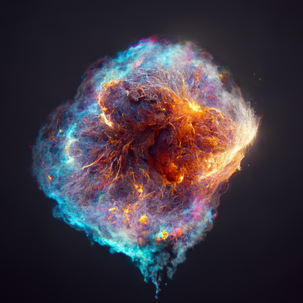 an explosion of colors, a bright and beautiful nebula against a pitch black sky