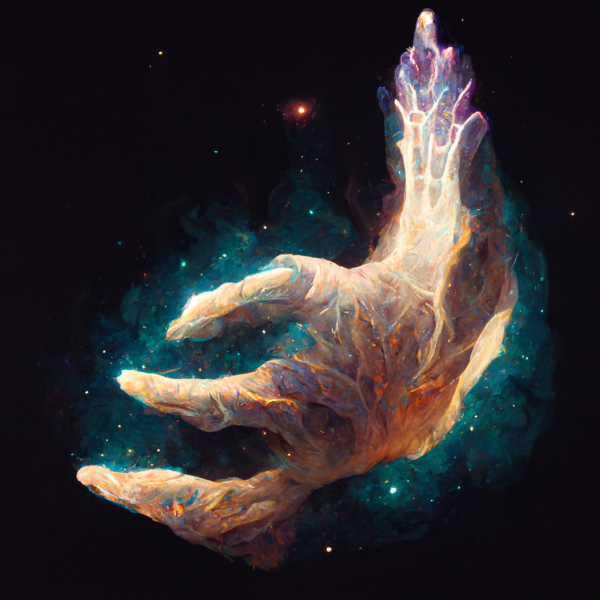A nebula shaped like a three fingered claw, reaching down to grasp something