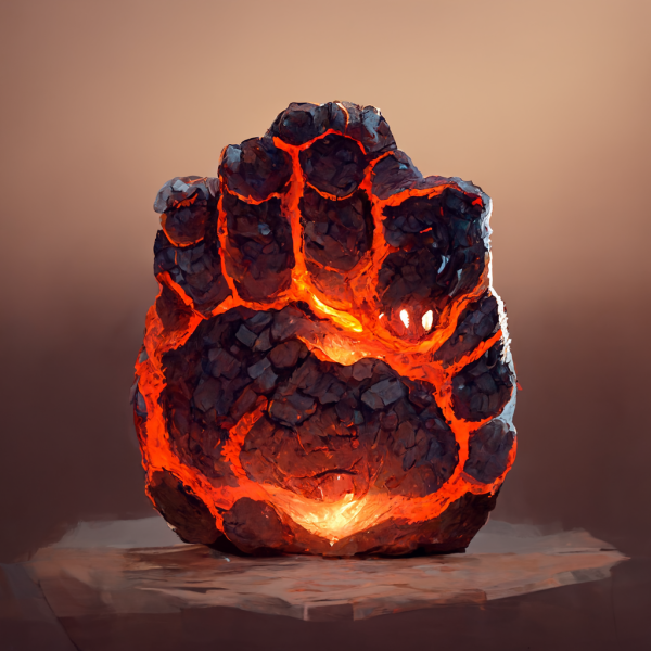 a closed lava golem fist