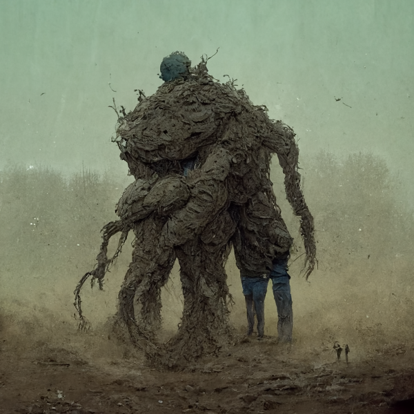 a mud creature enveloping another creature