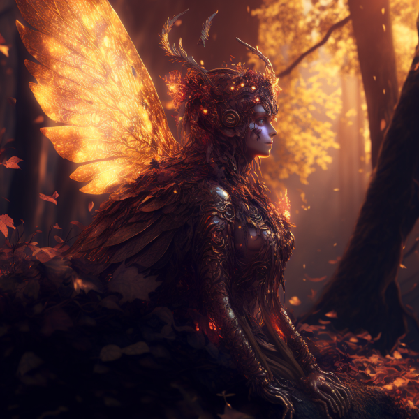 A phoenix sprite in an autumn forest