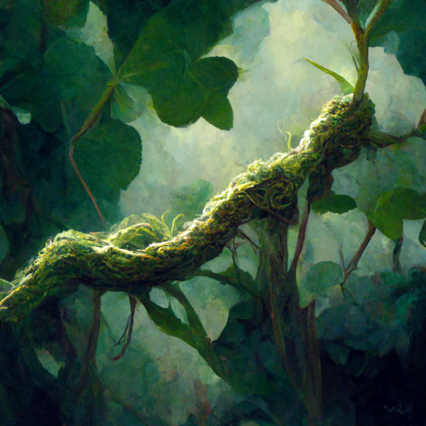 an overgrown branch in the forest