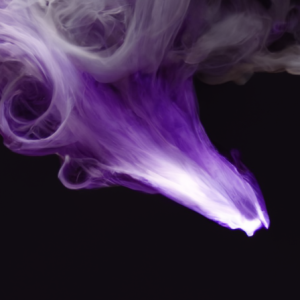 a dart of bright purple smoke with a dark purple trail