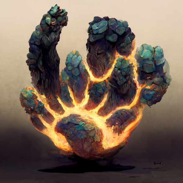 an earth elemental exploding in fire and lava