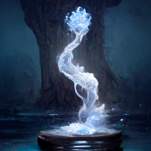 a long stemmed flower of silvery blue water of 