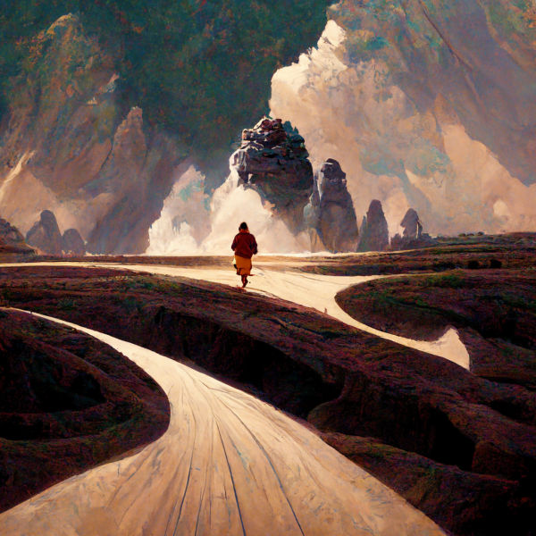 an petramancer walks along a twisting path