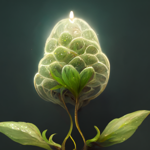 a glowing, sprouting plant