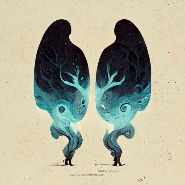 two identical air elementals mirror one another 