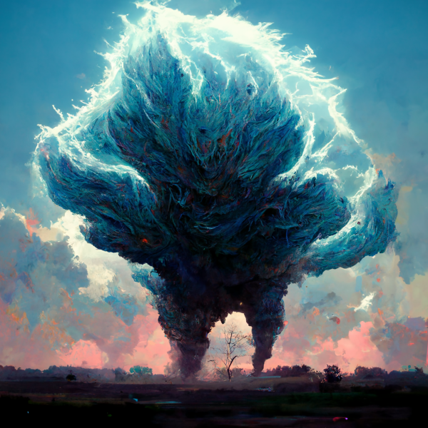 a massive cloud spirit on the verge of releasing a great thunder and lighting