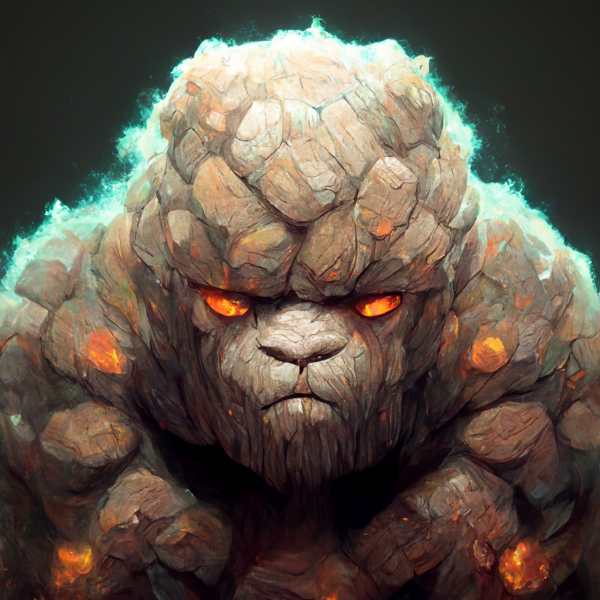a menacing bust of an earth elemental with gorilla vibes