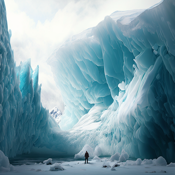 a hydromancer raises two large blocks of ice out of a pool of water