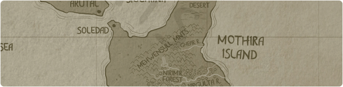 A paper map of Mehwensyll Mountains