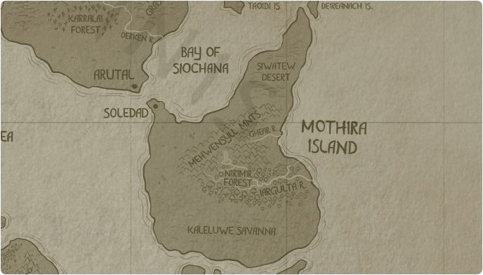 A paper map of Mothira Island