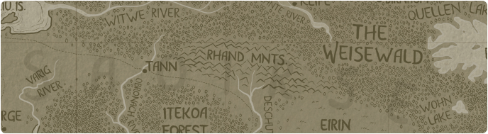 A paper map of Rhand Mountains