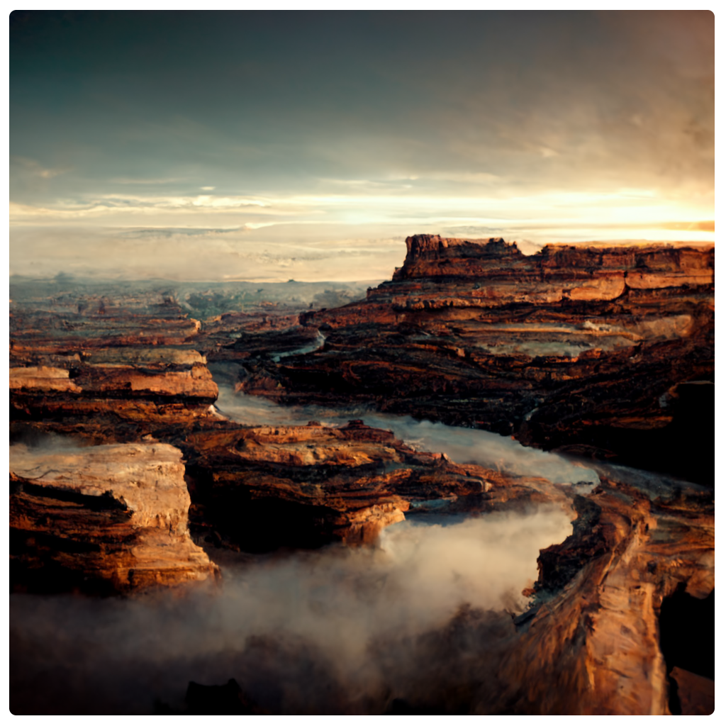 Canyon with a river of clouds clinging to the basin