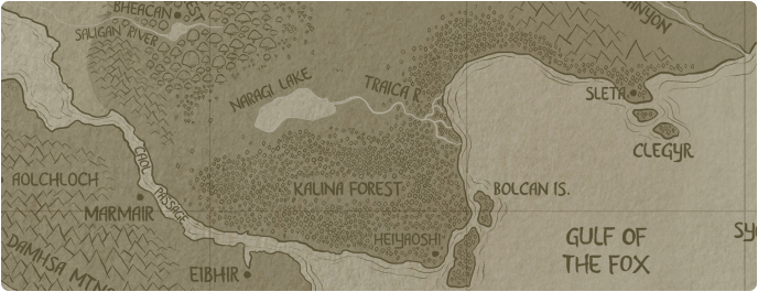 A paper map of Kalina Forest A paper map of Kalina Forest