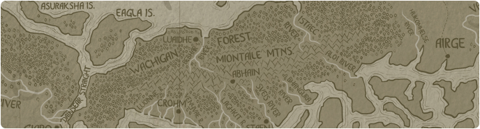 A paper map of Miontaile Mountains A paper map of Miontaile Mountains