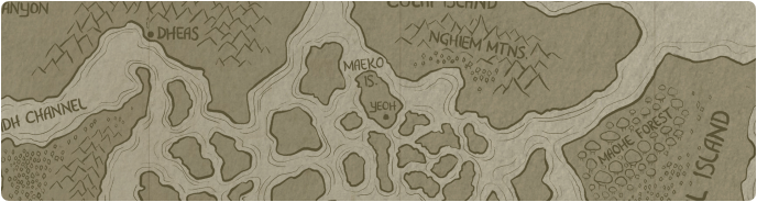 A paper map of Maeko Island A paper map of Maeko Island